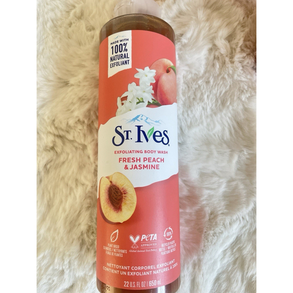 St. Ives Fresh Peach & Jasmine Exfoliating Body Wash, 22 oz. - Picture 2 of 3